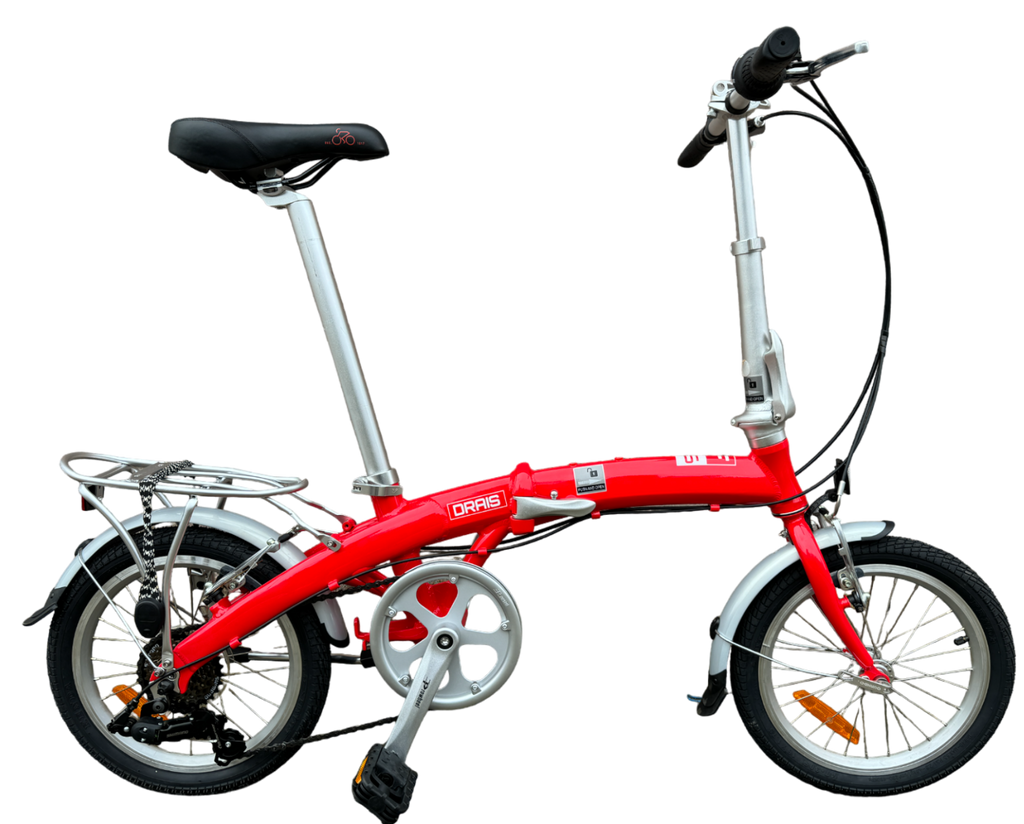 Red folding bicycle