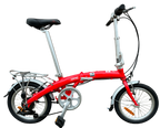 Red folding bicycle