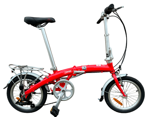 Red folding bicycle
